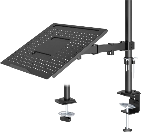 Bras support Redbat avec support ventilé pour ordinateur portable, entièrement réglable pour écrans LCD LED de 13 à 32 pouces et ordinateurs portables jusqu'à 16 pouces, 2 options de fixation, inclinaison, pivotement et rotation