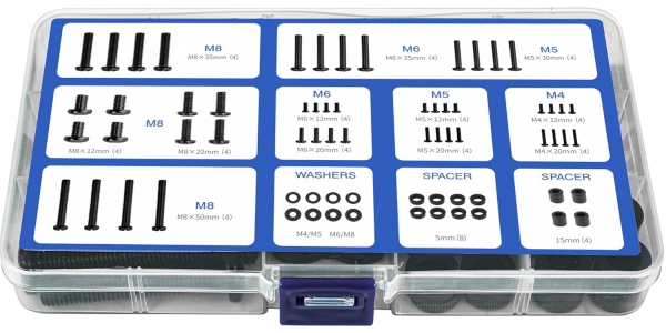 GINKGO Kit de Vis VESA Universel pour TV & Moniteur (M4, M5, M6, M8) (Kit de montage de 68 pièces pour supports muraux & pieds – Compatible jusqu