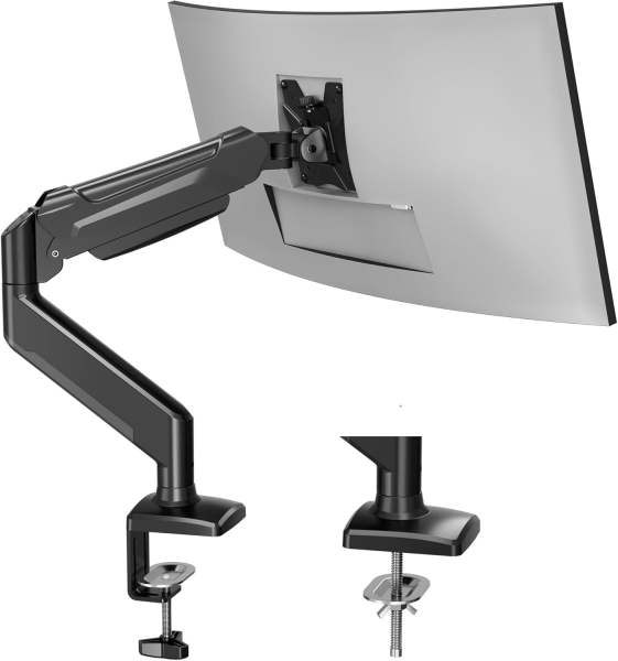 Support d'écran BONTEC pour écrans de 13 à 32 pouces Supporte 3 à 9 kg, bras à ressort à gaz, inclinable, pivotant, rotatif, support d'écran ergonomique 1 écran avec passage de câbles, VESA 75/100 mm