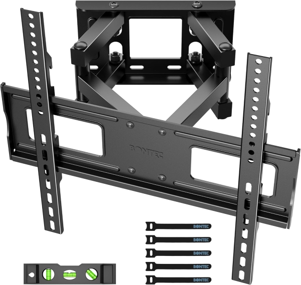 Support mural TV BONTEC Support TV pivotant et inclinable Mouvement complet pour téléviseurs ou écrans LCD LED plats et incurvés de 23 à 70 pouces jusqu'à 45 kg, VESA max. 400 x 400 mm