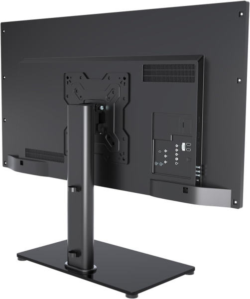 Support TV & Moniteur Universel pour 17–43 Pouces (Inclinable & Réglable en Hauteur) (Pied de table élégant avec socle en verre de sécurité pour écrans jusqu