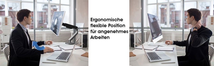 3IDEE Flexi-Lite Support 1 moniteur pour écrans 17-32 pouces, design moderne, entièrement mobile et réglable