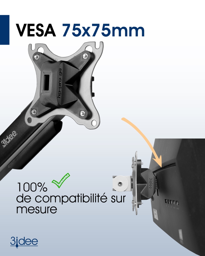 Adaptateur VESA compatible avec HP All-in-One PC (ProOne 400 G6) - 75x75mm