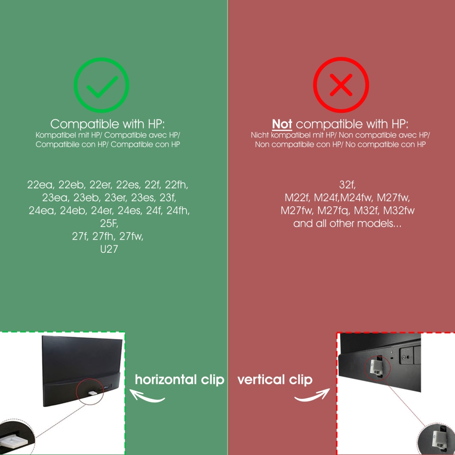 Adaptateur VESA compatible avec le moniteur HP (32f)- 75x75mm