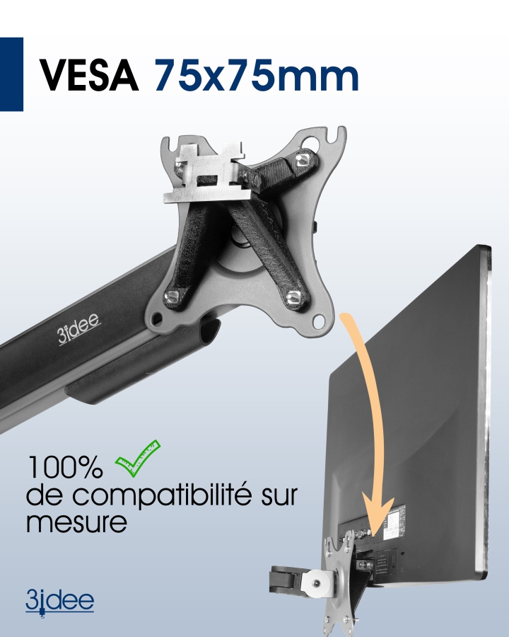 Adaptateur VESA compatible avec les moniteur Acer (G-series: G226HQL, G246HQL, G247HL, G277HL, G277HU // S-series: S200HL, S200HQL, S220HQL, S230HL, S232HL, S242HL)