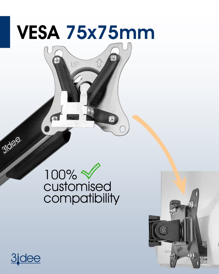 Adaptateur VESA compatible avec les moniteur Acer (HA240Y, R240HY et autres) - 75x75mm