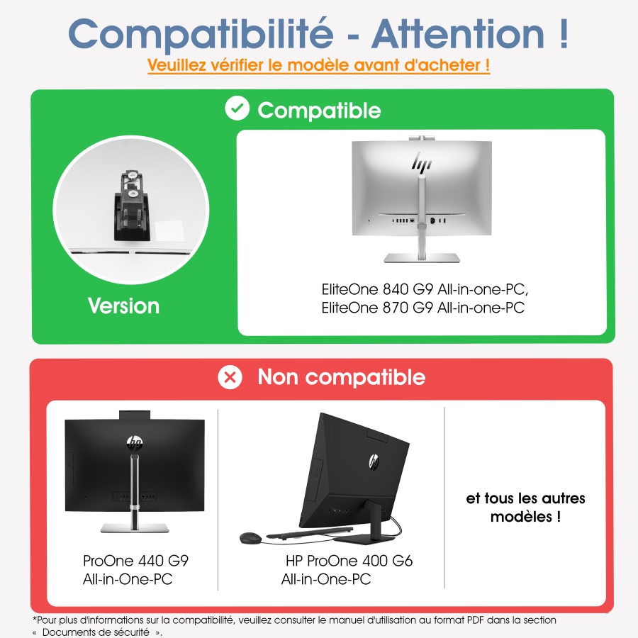 Adaptateur VESA compatible avec les PC All-in-One HP (EliteOne 840, 870 G9)