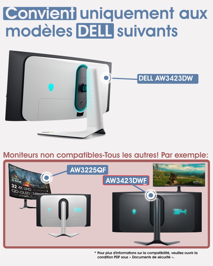 Adaptateur VESA compatible avec moniteur DELL Alienware Gaming (AW3423DW)