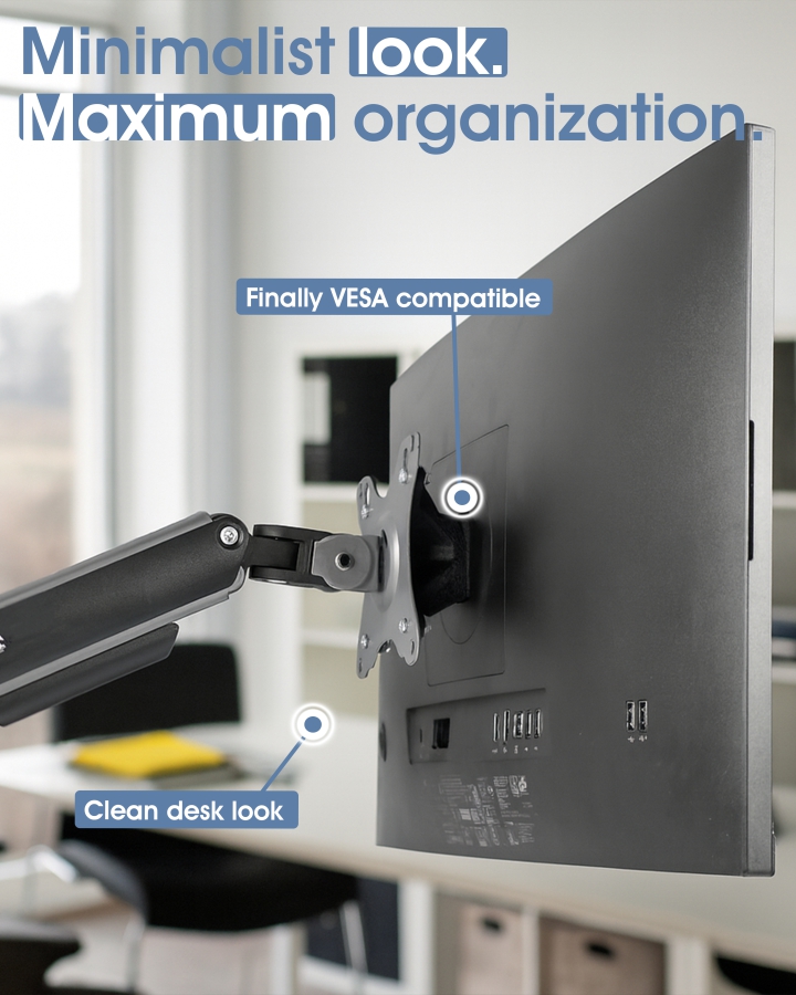 Adaptateur VESA pour HP série 5 PRO (524pf, 527pf, 527pq, 524pu, 527pu, etc.) et série E G5 (E24q, E27q, E32k, etc.) - 75x75 mm