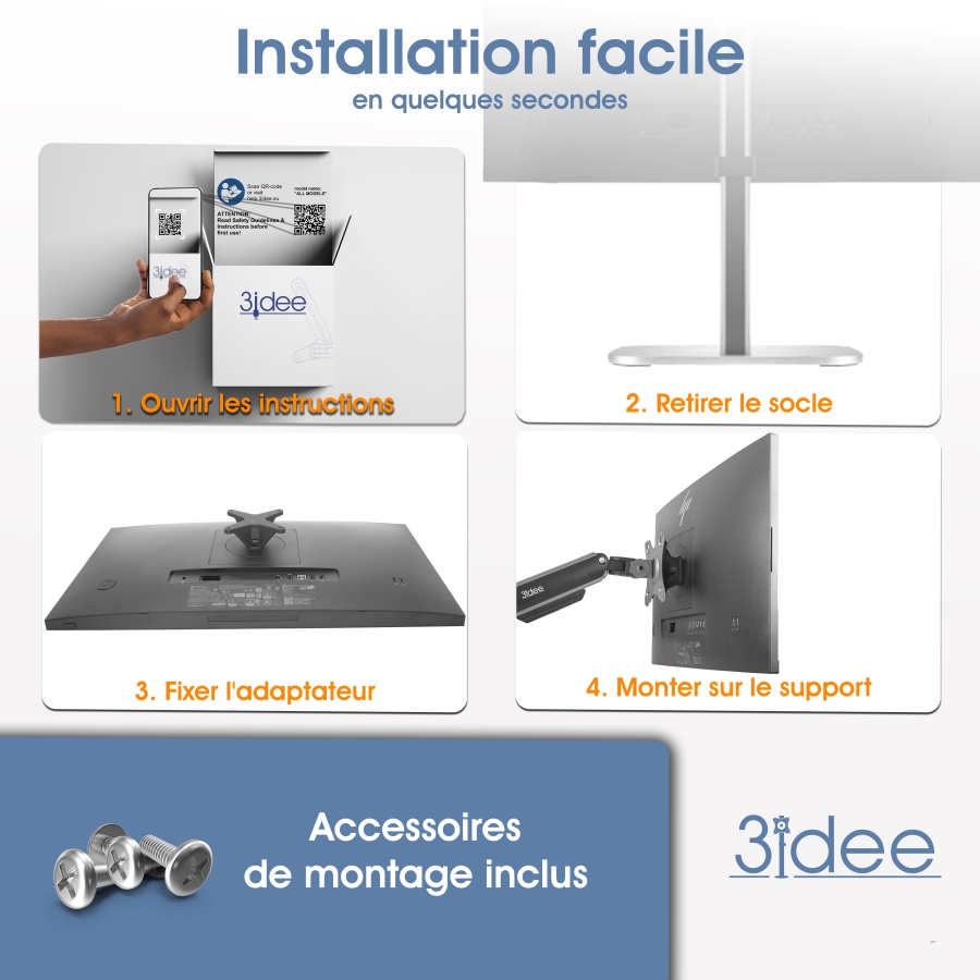 Adaptateur VESA pour HP série 5 PRO et série E G5 (524pf, 527pf, 527pq, 524pu, 527pu, E24q, E27q, E32k, etc.)