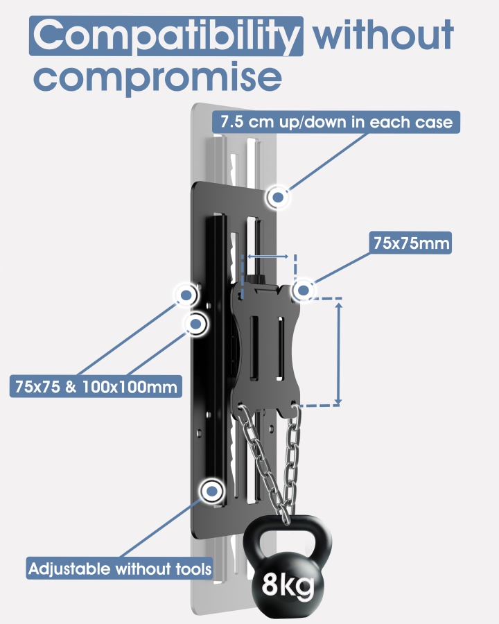Adaptateur VESA réglable en hauteur 3IDEE VertiFlex