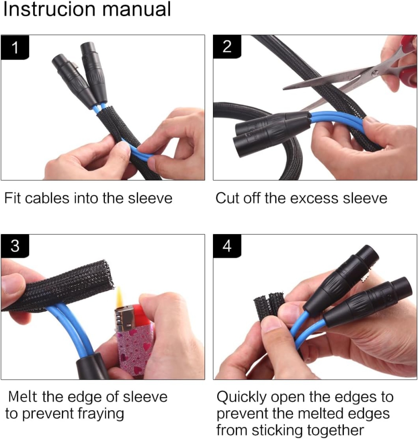 Alex Tech Gaine de Câble Auto-Fermante 13mm x 3,1m (Gaine Tressée) (Protection de câble découpable pour TV, PC & Auto – Résistant à la chaleur & Anti-morsure contre les chats.)