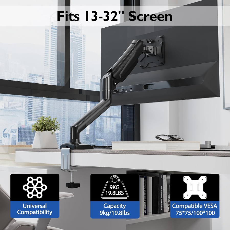 BONTEC Bras de Moniteur à Ressort à Gaz 13–32" | 3–9 kg (Bras d