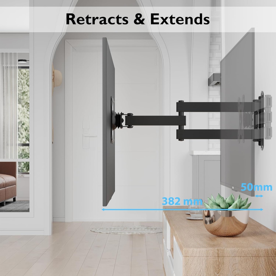 BONTEC Support Mural Écran PC & TV Pivotant Inclinable (13-30 Pouces) (Mobilité totale : VESA 75x75/100x100 mm, charge jusqu