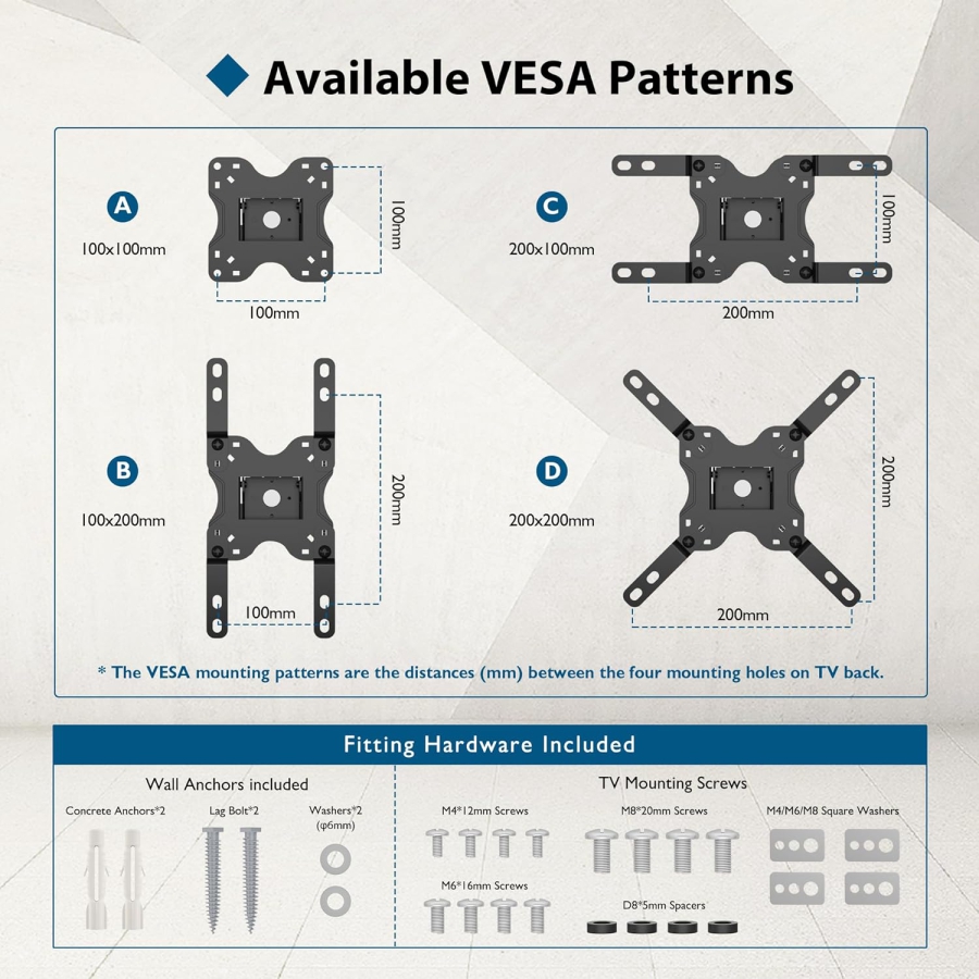 BONTEC Support mural pour écrans 13-42 pouces, jusqu