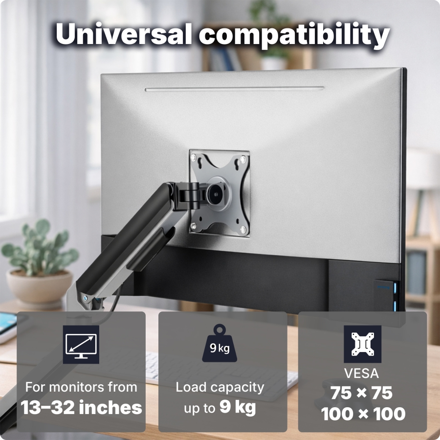 Bras pour moniteur 3IDEE Flexi Lite 17–32" | 1–9 kg