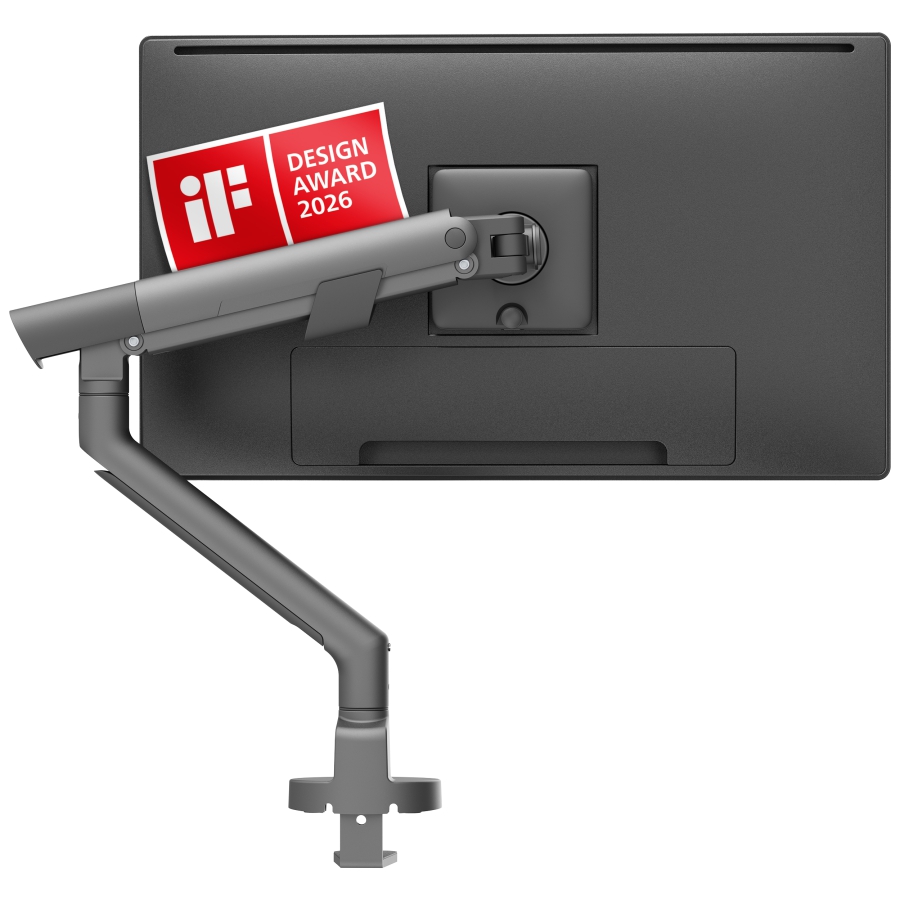 Bras pour moniteur 3IDEE Flexi Pro 17–40" | jusqu’à 11 kg (Lauréat du Design Award 2026 – Ressort mécanique, Montage par le haut & Butée de rotation.)
