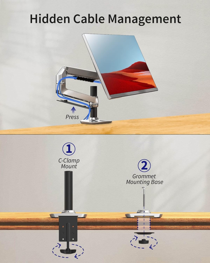 Bras pour moniteur Ergounion RLAX E6 13–40" | 3–11 kg (Support à Bras Unique Premium en Aluminium Brillant)