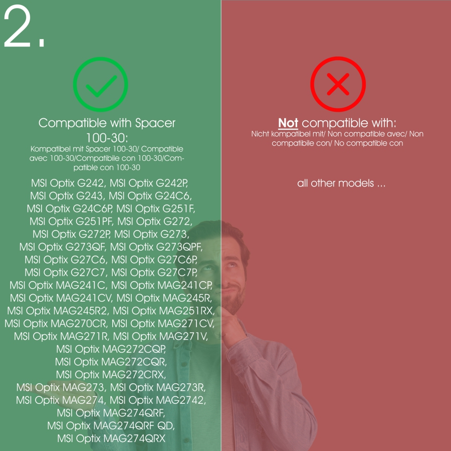 Entretoise VESA 100x100mm - distance 30mm - vis incluses - compatible avec de nombreux moniteurs
