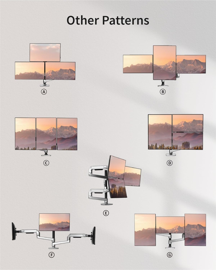 Ergounion Support Moniteur 3 Écrans (Aluminium) pour 13–40 Pouces (: Support de Bureau Premium pour Trois Moniteurs jusqu