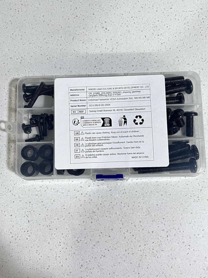 GINKGO Kit de Vis VESA Universel pour TV & Moniteur (M4, M5, M6, M8) (Kit de montage de 68 pièces pour supports muraux & pieds – Compatible jusqu