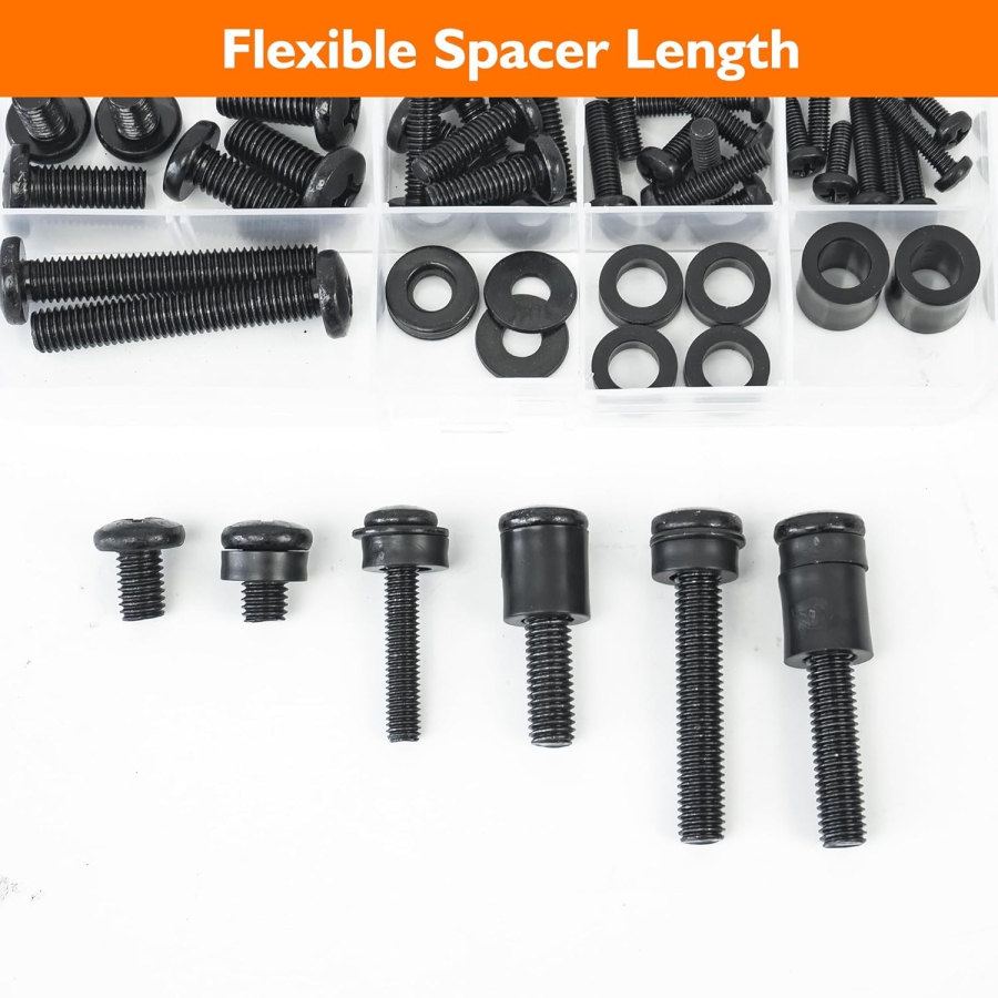 GINKGO Kit de Vis VESA Universel pour TV & Moniteur (M4, M5, M6, M8) (Kit de montage de 68 pièces pour supports muraux & pieds – Compatible jusqu