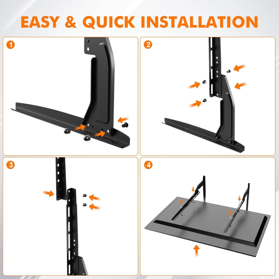GRIFEMA Pieds de Support TV Universels pour Téléviseurs de 22–80 Pouces (Réglables en Hauteur) (Pied de remplacement stable jusqu