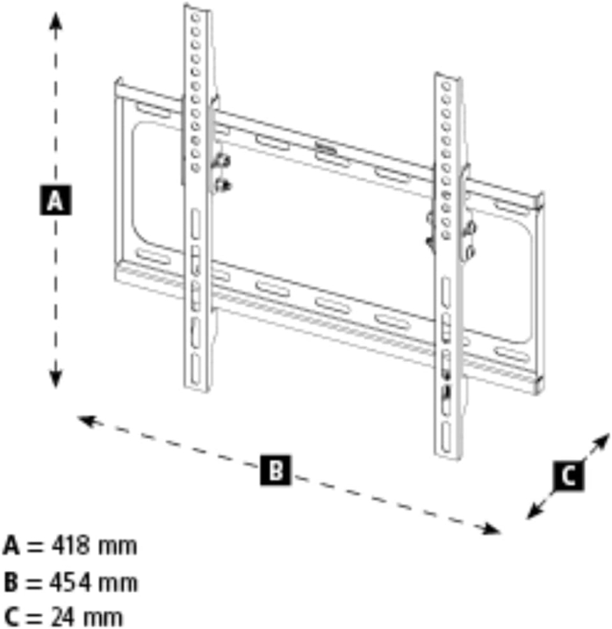Hama Support Mural TV Inclinable pour TV 32-75 Pouces (VESA 400x400) (Support TV ultra-plat (2,4 cm du mur) – Inclinable en continu 10°, charge jusqu