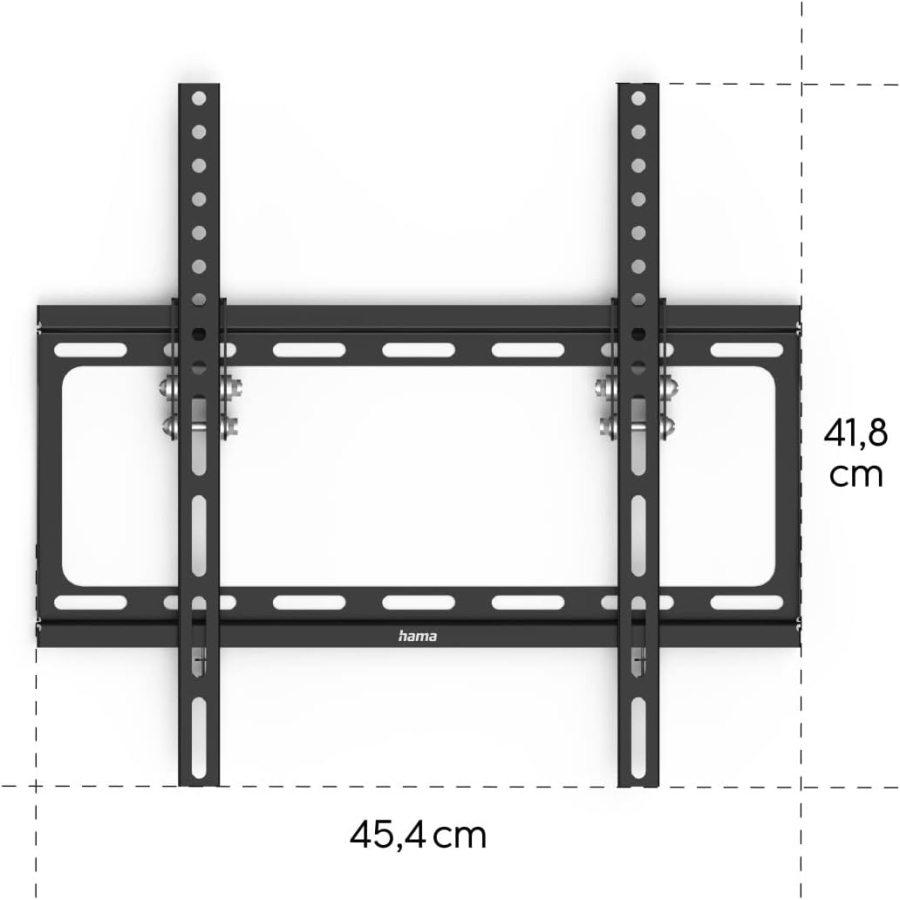 Hama Support Mural TV Inclinable pour TV 32-75 Pouces (VESA 400x400) (Support TV ultra-plat (2,4 cm du mur) – Inclinable en continu 10°, charge jusqu