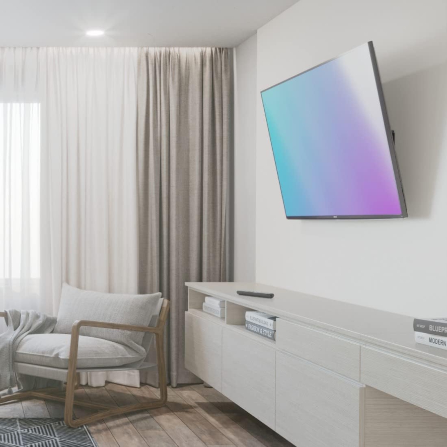 Hama Support Mural TV Inclinable pour TV 32-75 Pouces (VESA 400x400) (Support TV ultra-plat (2,4 cm du mur) – Inclinable en continu 10°, charge jusqu