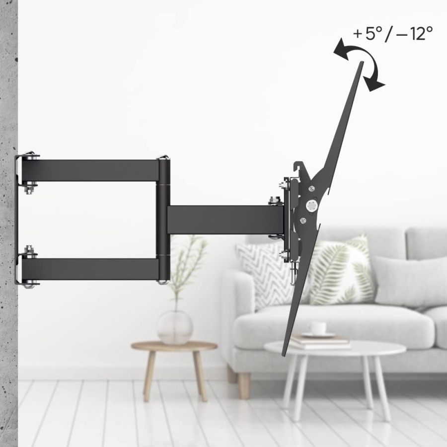 Hama Support Mural TV Pivotant & Inclinable pour TV 19-46 Pouces (Fullmotion) (Support entièrement articulé (3 articulations) : Pivotant 180°, extensible jusqu