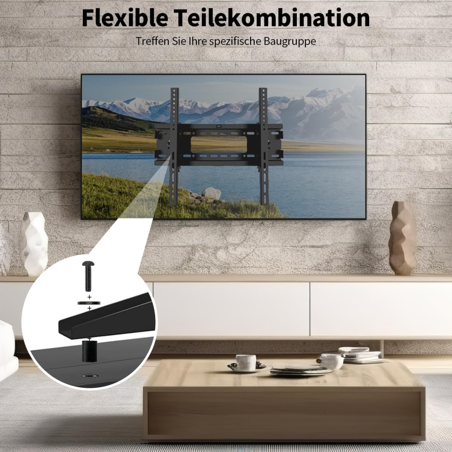 Kit de Vis TV Universel (120 Pièces) pour Supports Muraux & Pieds (Assortiment de vis VESA M4, M5, M6, M8 incluant entretoises & rondelles pour TV jusqu