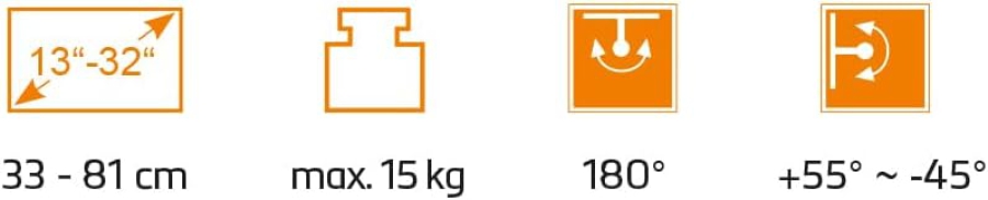 My Wall Support Mural TV pour Camping-Cars & Caravanes (HC1-3L) – Verrouillable & Anti-vibrations (Regarder la télé en toute sécurité en voyage : Pivotant, Inclinable & Verrouillable – Pour écrans jusqu