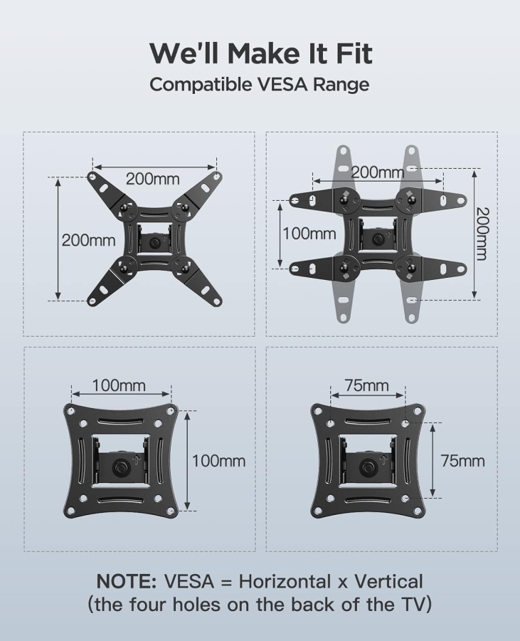 One for All Support Mural TV Plat pour TV 32-90 Pouces (WM4611) (Support extrêmement robuste de la série Solid (jusqu