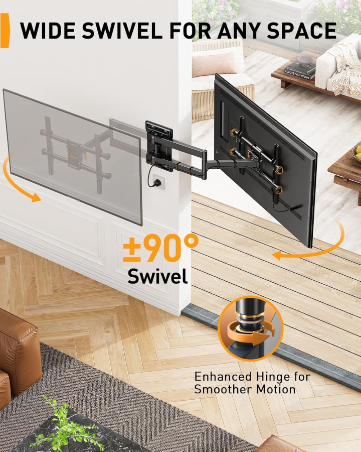 Perlegear Support Mural TV Extra Long Extension 70cm pour 32-65 Pouces (Max. 60 kg) (Support d