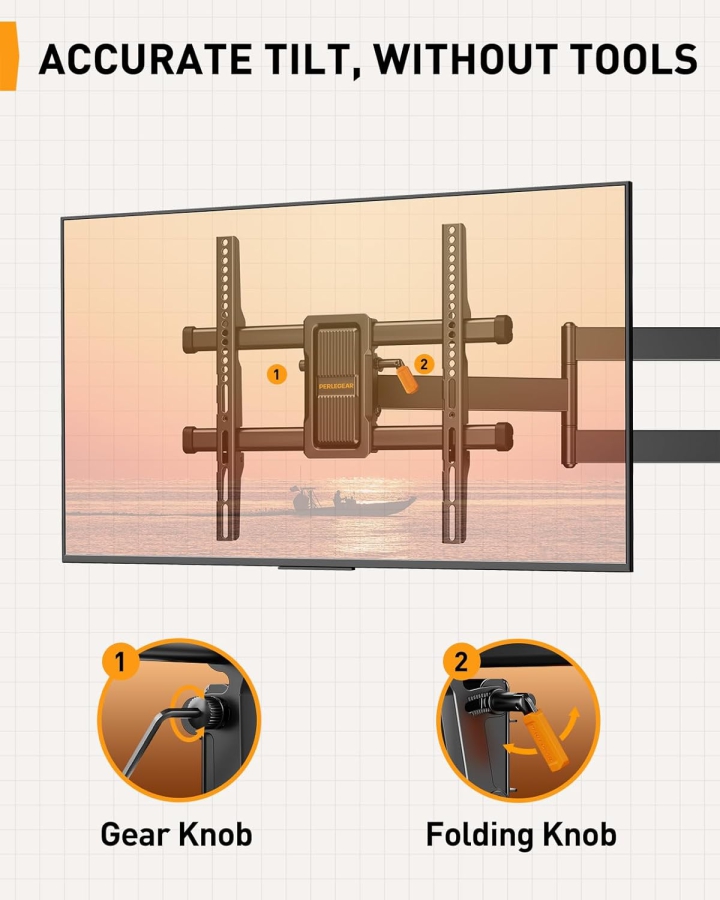 Perlegear Support Mural TV Extra Long Extension 70cm pour 32-65 Pouces (Max. 60 kg) (Support d