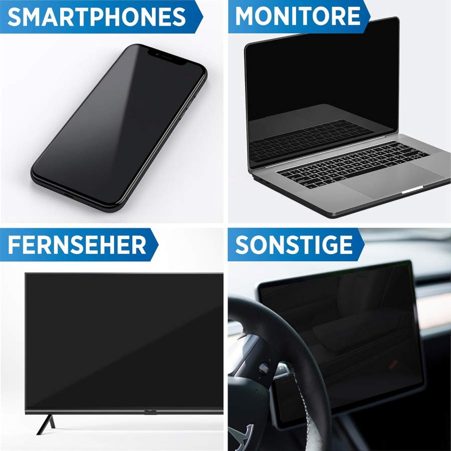 PRINOX Kit Nettoyant Écran 250ml avec Chiffon Microfibre & Pinceau (Made in Germany : Entretien sans traces pour écrans LCD, OLED & VESA – Élimine graisse & empreintes.)