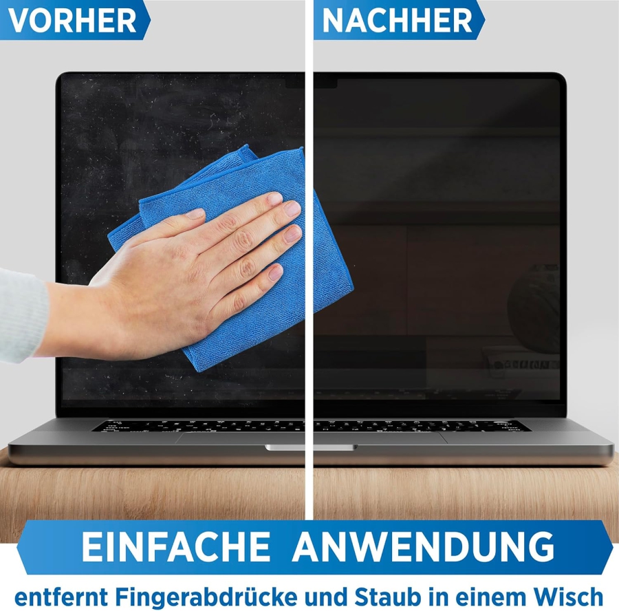 PRINOX Kit Nettoyant Écran 250ml avec Chiffon Microfibre & Pinceau (Made in Germany : Entretien sans traces pour écrans LCD, OLED & VESA – Élimine graisse & empreintes.)