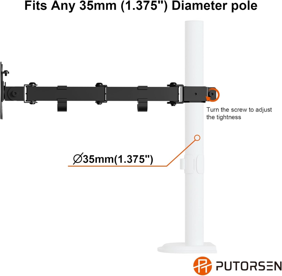 PUTORSEN Bras de Moniteur Simple pour Extension (pour Pôles de 3,5 cm) – Sans Pied (Bras supplémentaire pour supports d