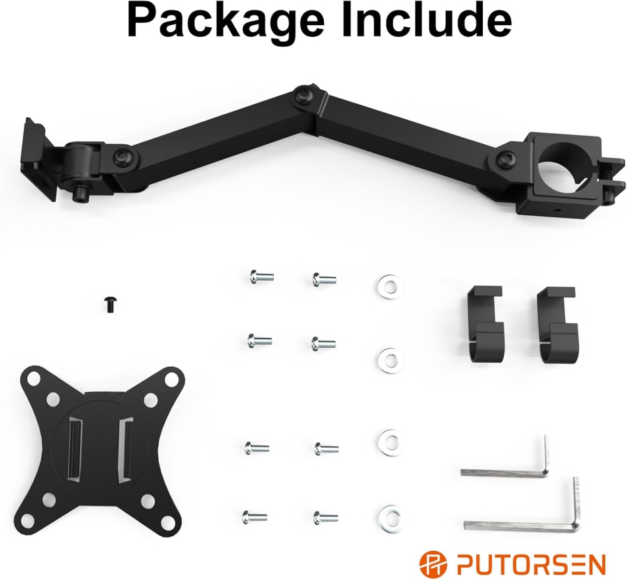 PUTORSEN Bras de Moniteur Simple pour Extension (pour Pôles de 3,5 cm) – Sans Pied (Bras supplémentaire pour supports d