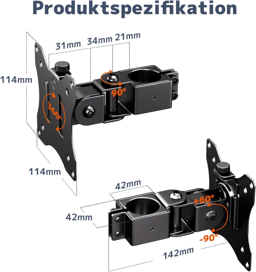 PUTORSEN Support Universel en Acier pour Pied de Moniteur (17-32 Pouces, Pôle 3,5 cm) (Bras simple robuste jusqu