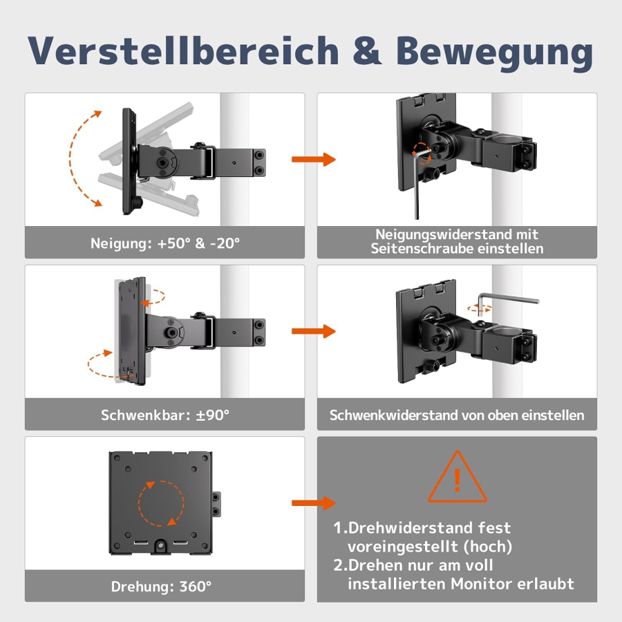 PUTORSEN Support Universel en Acier pour Pied de Moniteur (17-32 Pouces, Pôle 3,5 cm) (Bras simple robuste jusqu