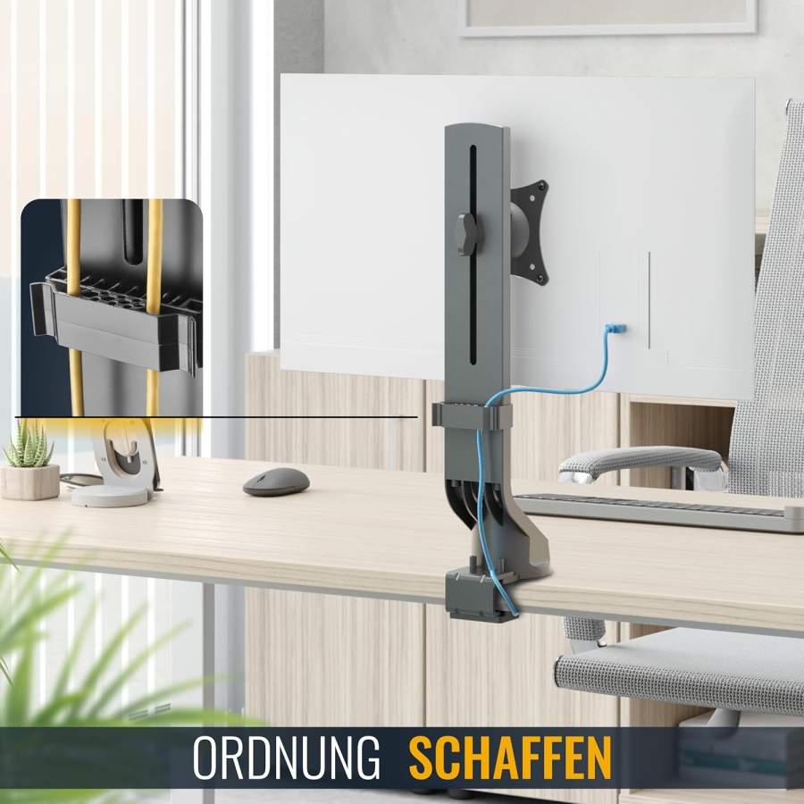 RICOO Bras de moniteur 13–32" | réglable en hauteur (Pied de Moniteur Robuste avec Pince de Table pour Écrans jusqu