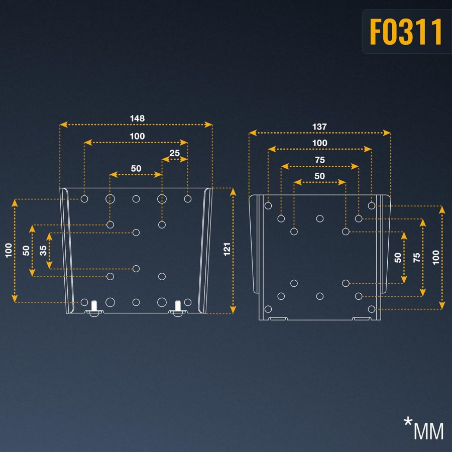 RICOO Monitorhalterung Murale F0311 pour 13-34 Pouces – Fixe & Slim (14mm), VESA 75/100, jusqu