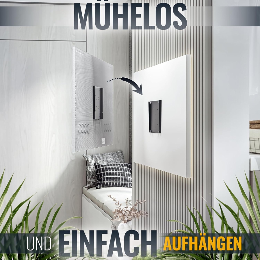 RICOO Support Mural TV Ultra Slim F0522 pour Écrans Plats 32-55 Pouces (Support moniteur fixe extrêmement plat (14 mm du mur) – VESA jusqu