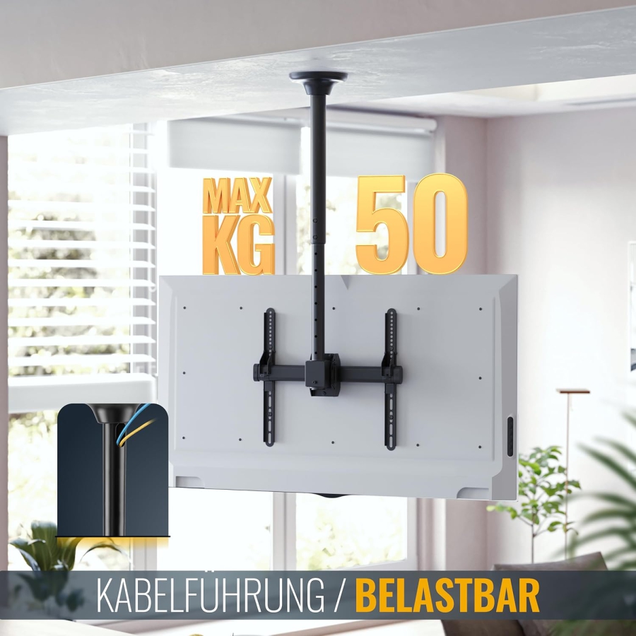 RICOO Support Plafond TV (D0244) pour Téléviseurs de 32 à 55 Pouces (Support de plafond robuste jusqu