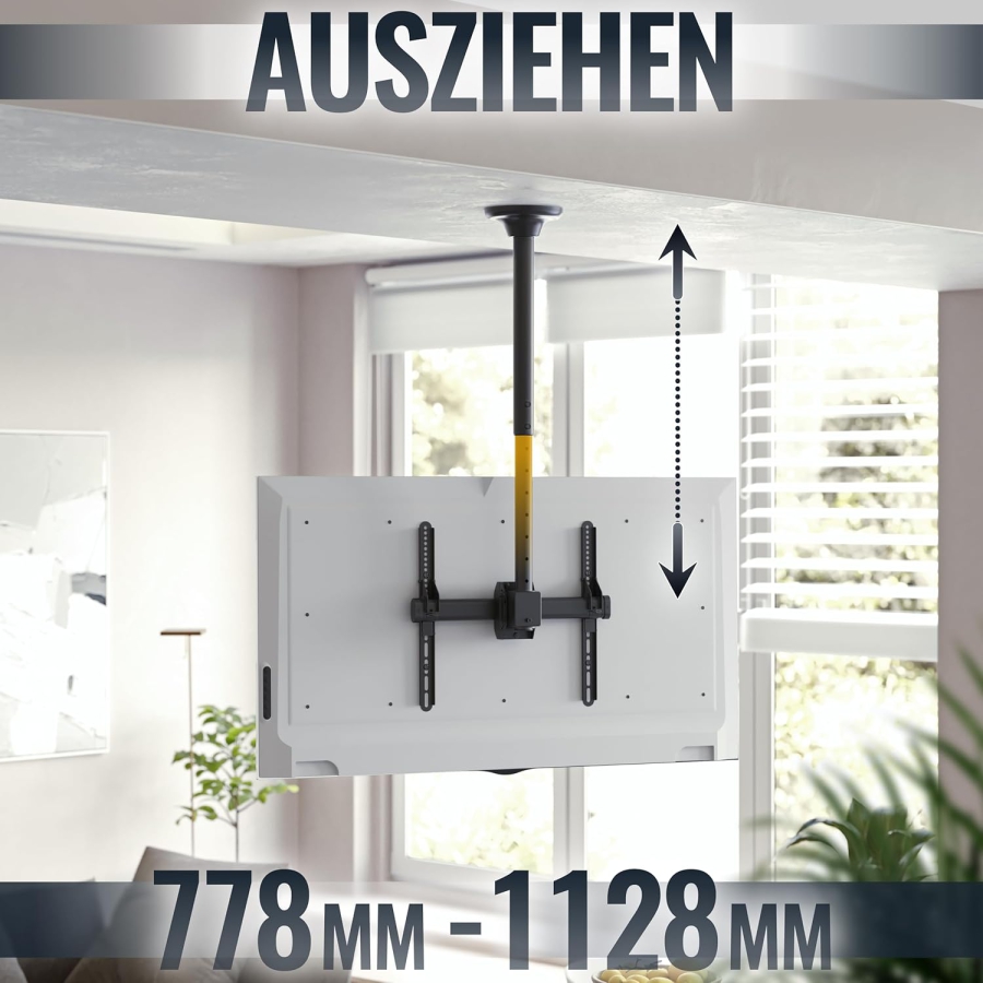 RICOO Support Plafond TV (D0244) pour Téléviseurs de 32 à 55 Pouces (Support de plafond robuste jusqu