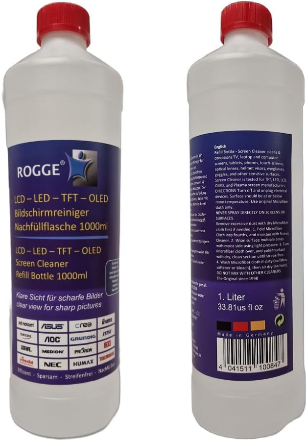 ROGGE 1l Bouteille Recharge Nettoyant Écran – L