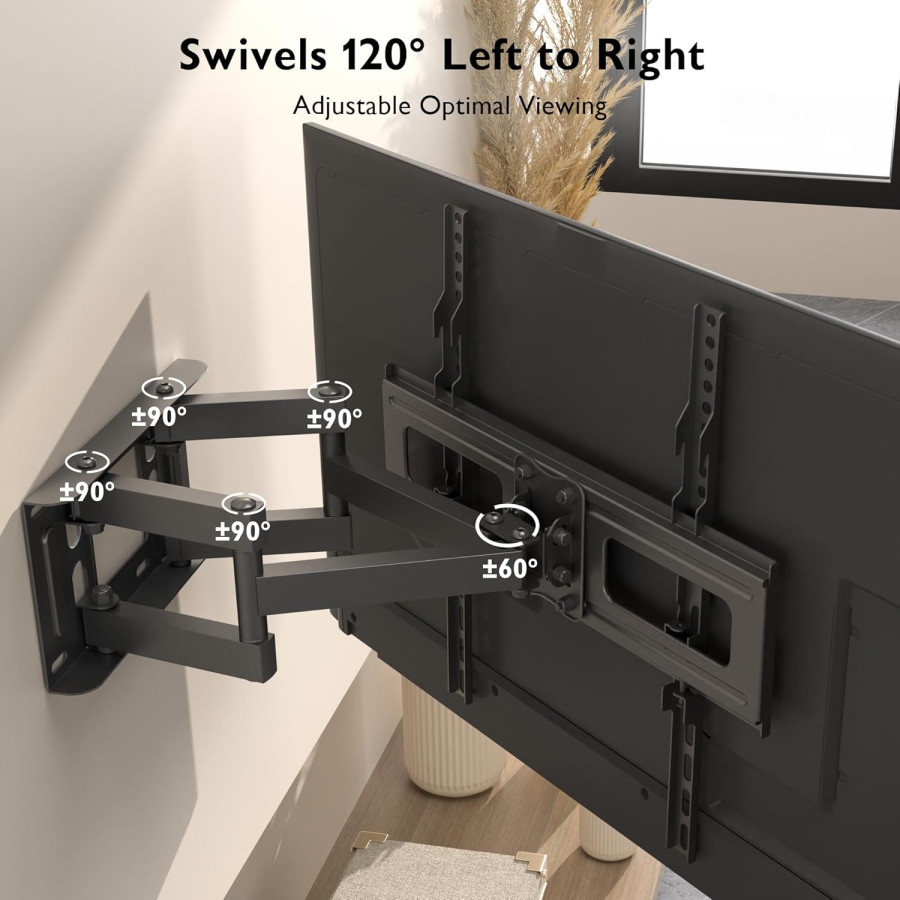 Support mural TV BONTEC Support TV pivotant et inclinable Mouvement complet pour téléviseurs ou écrans LCD LED plats et incurvés de 23 à 70 pouces jusqu