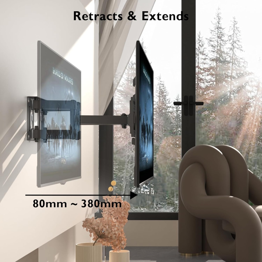 Support mural TV BONTEC Support TV pivotant et inclinable Mouvement complet pour téléviseurs ou écrans LCD LED plats et incurvés de 23 à 70 pouces jusqu
